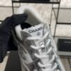 Chanel Fabric Laminated Calfskin Stretch CC Sneakers White Silver