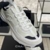 Chanel Suede Calfskin Womens CC Sneakers White Black