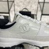 Chanel Suede Calfskin Womens CC Sneakers White Black