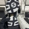 Chanel Suede Calfskin Womens CC Sneakers White Black