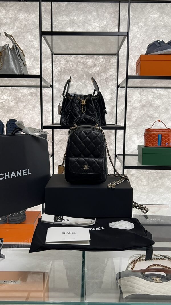 Chanel Mini Black Caviar Classic Backpack