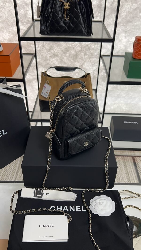 Chanel Mini Black Caviar Classic Backpack