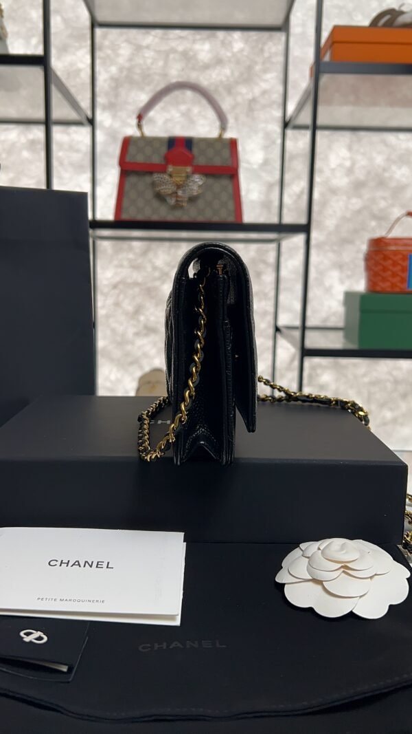 Chanel Caviar Quilted CC Turnlock Wallet On Chain WOC Black
