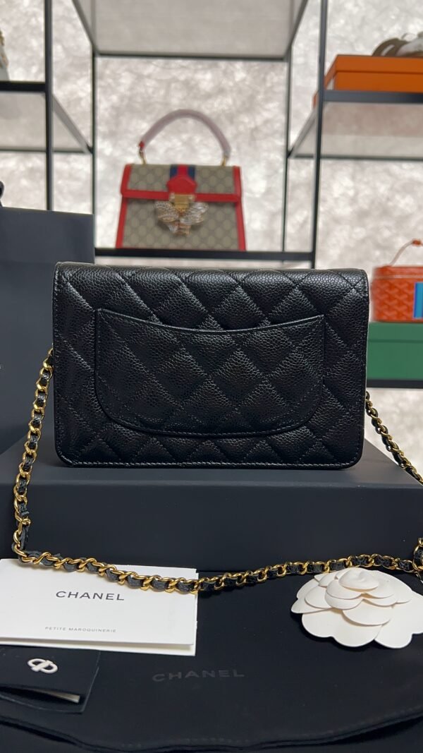 Chanel Caviar Quilted CC Turnlock Wallet On Chain WOC Black
