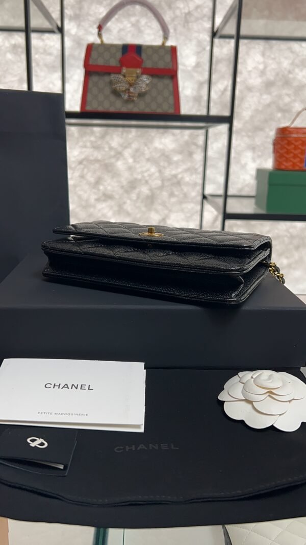 Chanel Caviar Quilted CC Turnlock Wallet On Chain WOC Black
