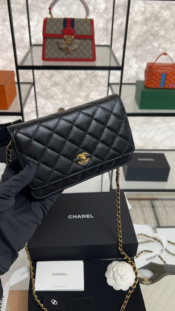 Chanel Caviar Quilted CC Turnlock Wallet On Chain WOC Black