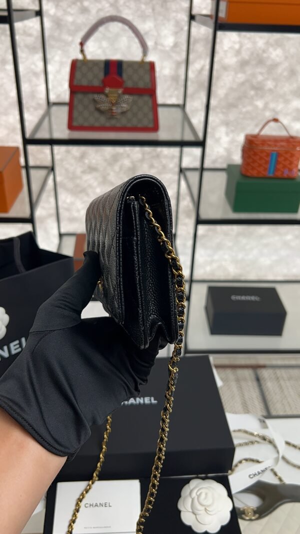 Chanel Caviar Quilted CC Turnlock Wallet On Chain WOC Black