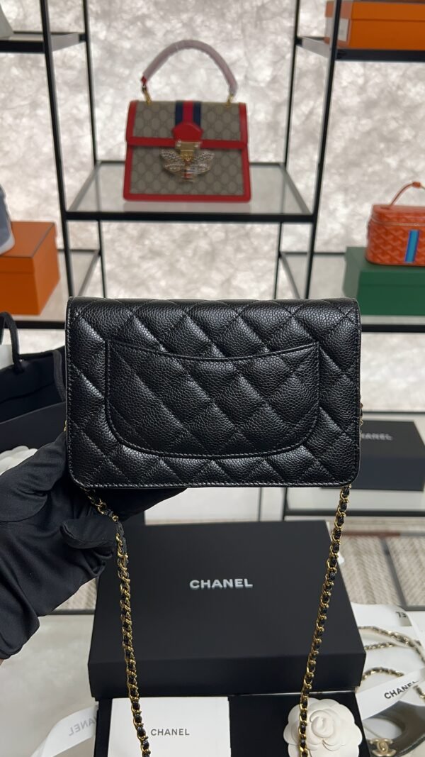 Chanel Caviar Quilted CC Turnlock Wallet On Chain WOC Black