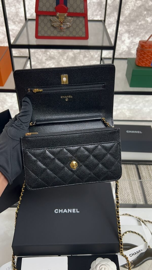 Chanel Caviar Quilted CC Turnlock Wallet On Chain WOC Black
