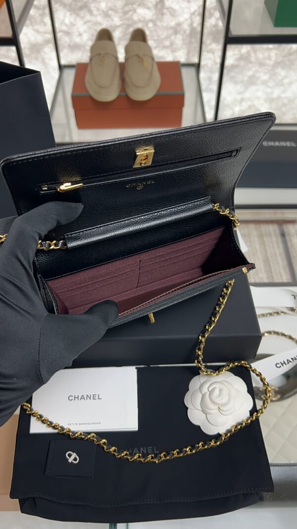 Chanel Caviar Quilted CC Turnlock Wallet On Chain WOC Black