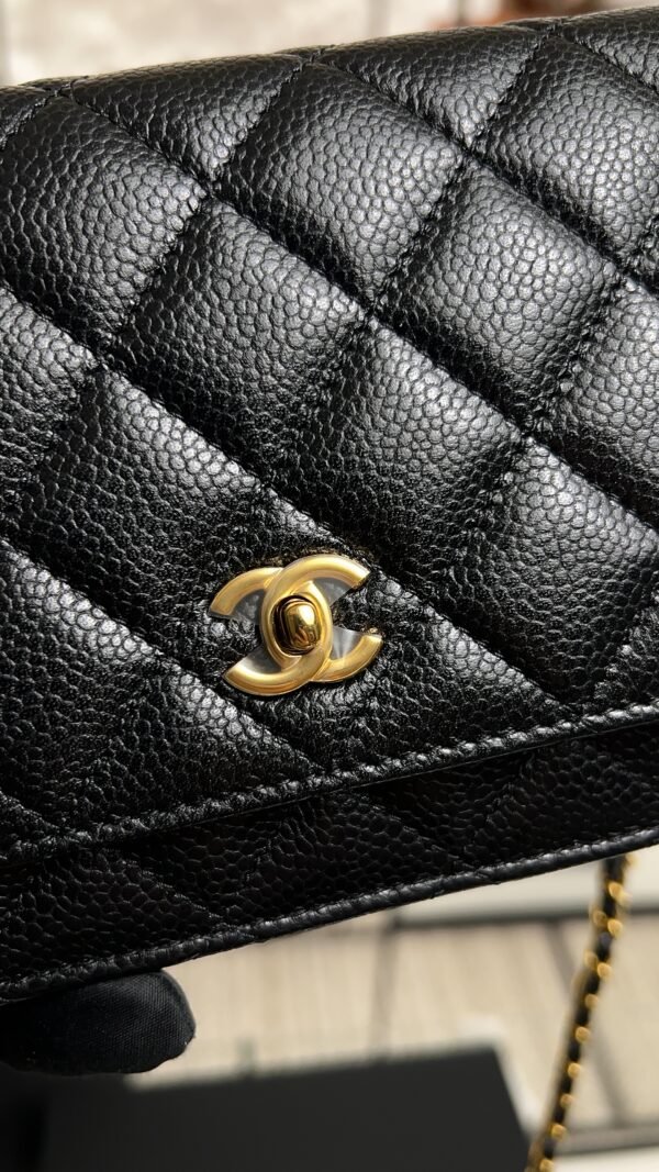 Chanel Caviar Quilted CC Turnlock Wallet On Chain WOC Black