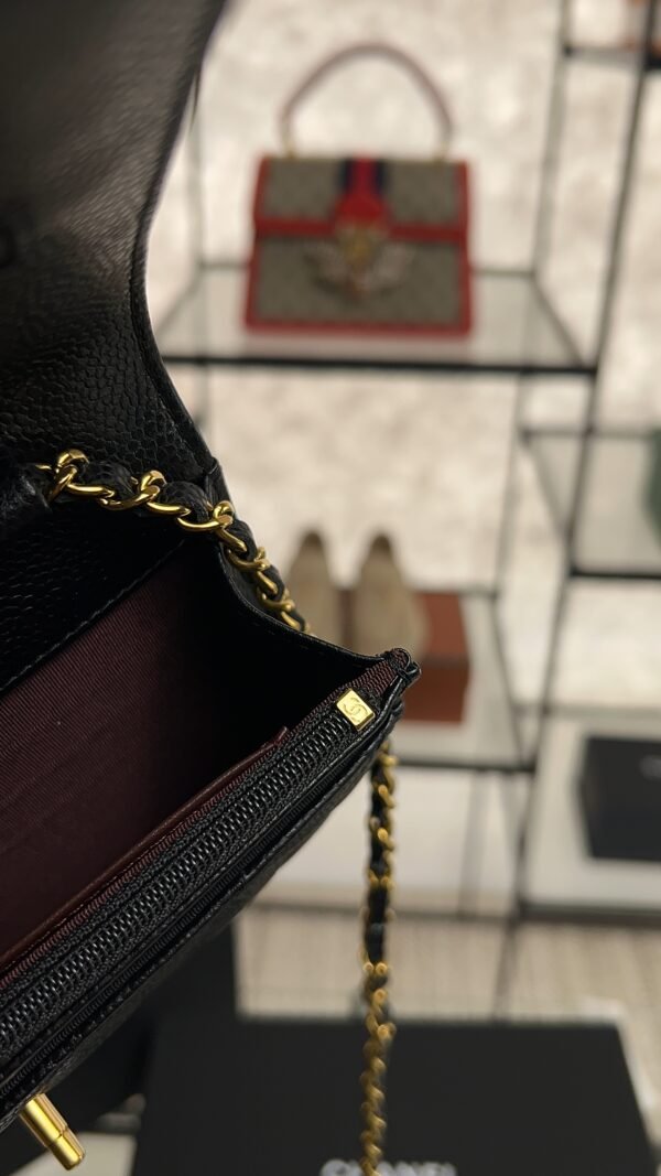 Chanel Caviar Quilted CC Turnlock Wallet On Chain WOC Black