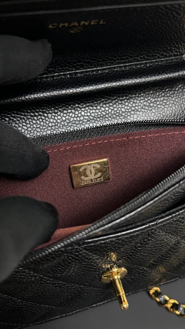 Chanel Caviar Quilted CC Turnlock Wallet On Chain WOC Black