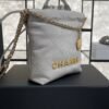 CHANEL 22 Mini Handbag Shiny Calfskin & Gold-Tone Metal Light gray