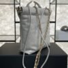CHANEL 22 Mini Handbag Shiny Calfskin & Gold-Tone Metal Light gray
