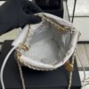 CHANEL 22 Mini Handbag Shiny Calfskin & Gold-Tone Metal Light gray
