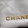 CHANEL 22 Mini Handbag Shiny Calfskin & Gold-Tone Metal Light gray