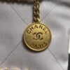 CHANEL 22 Mini Handbag Shiny Calfskin & Gold-Tone Metal Light gray