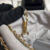 CHANEL 22 Mini Handbag Shiny Calfskin & Gold-Tone Metal Light gray