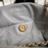 CHANEL 22 Mini Handbag Shiny Calfskin & Gold-Tone Metal Light gray