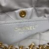CHANEL 22 Mini Handbag Shiny Calfskin & Gold-Tone Metal Light gray