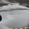 CHANEL 22 Mini Handbag Shiny Calfskin & Gold-Tone Metal Light gray