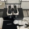 Chanel Printed Lambskin Cap Toe CC Slingback Pumps  Black White