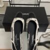 Chanel Printed Lambskin Cap Toe CC Slingback Pumps  Black White