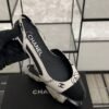 Chanel Printed Lambskin Cap Toe CC Slingback Pumps  Black White
