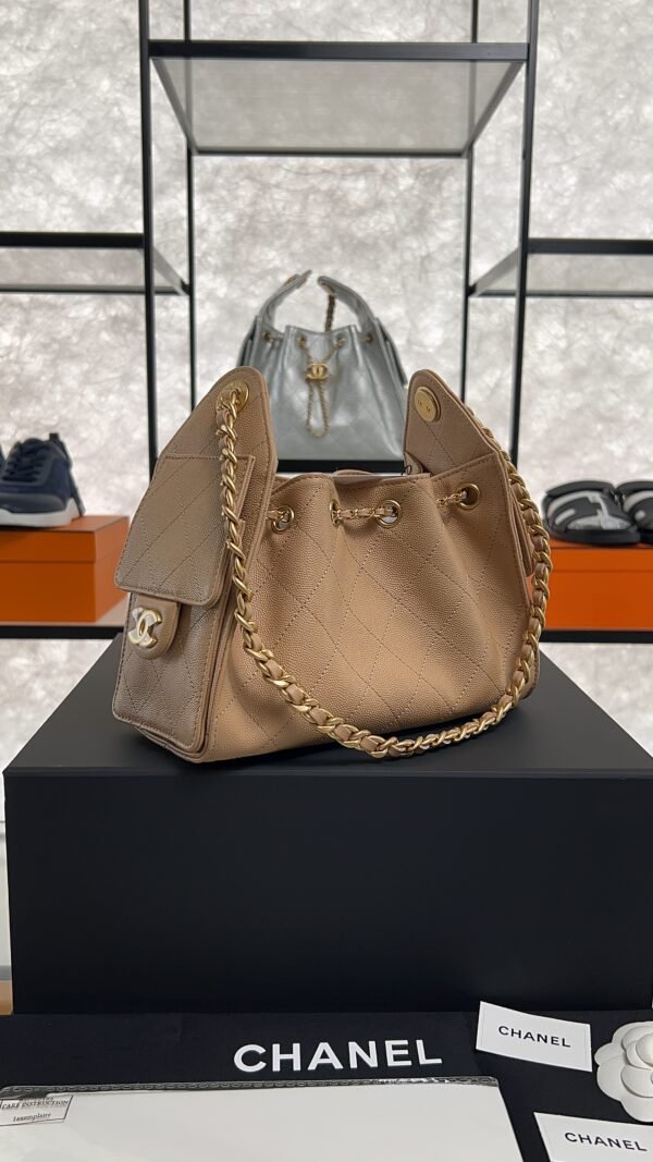 Chanel Caviar Quilted Mini  25 Handbag Beige