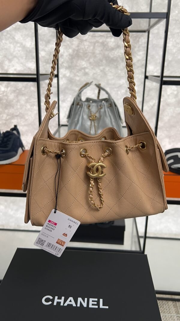 Chanel Caviar Quilted Mini  25 Handbag Beige