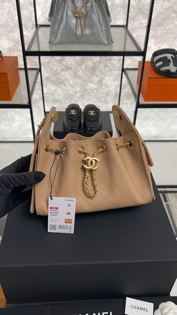 Chanel Caviar Quilted Mini  25 Handbag Beige