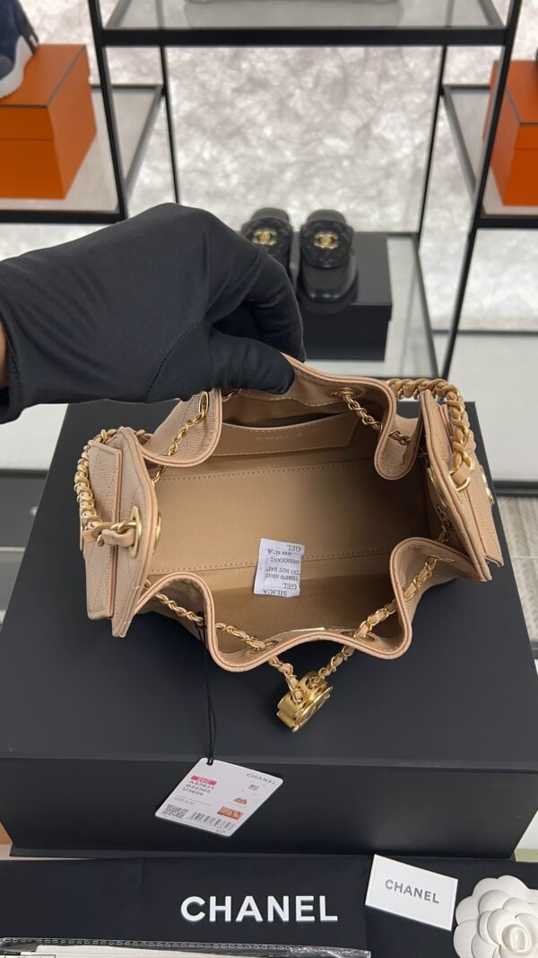 Chanel Caviar Quilted Mini  25 Handbag Beige