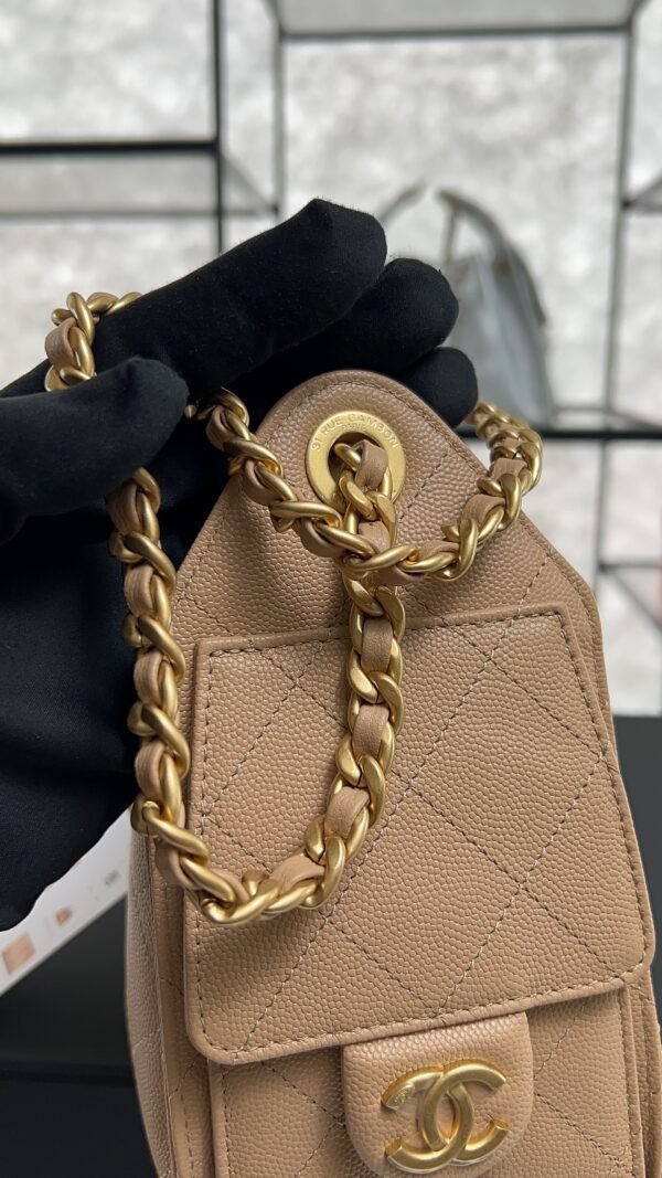 Chanel Caviar Quilted Mini  25 Handbag Beige