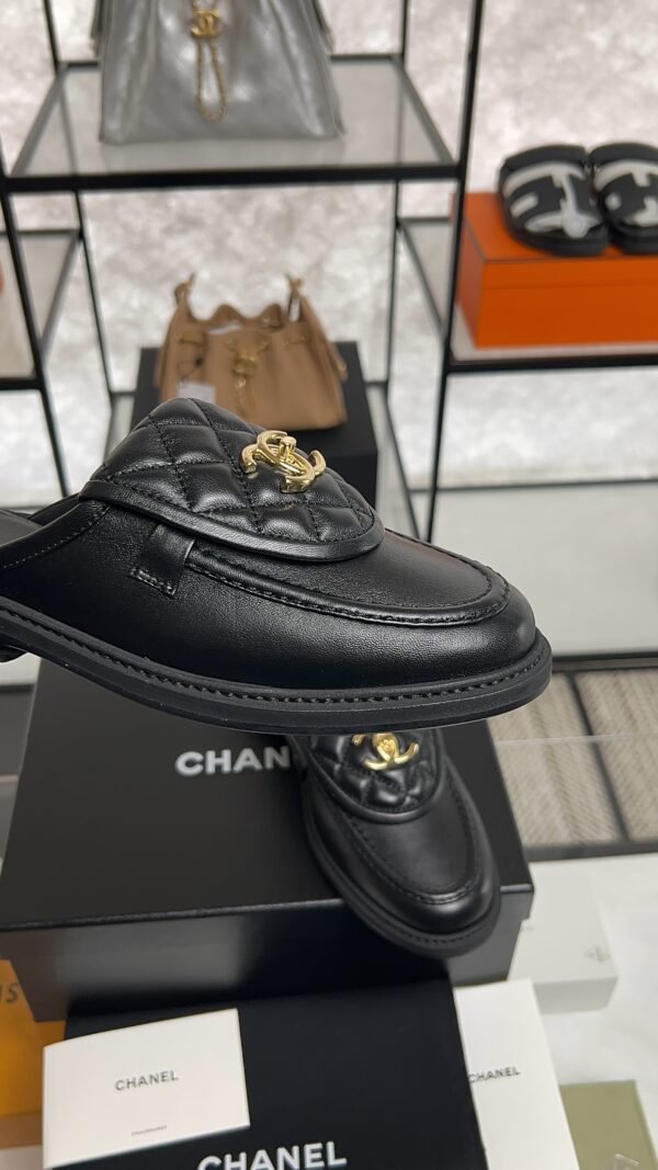 Chanel Lambskin Quilted CC Turnlock Mules  Black