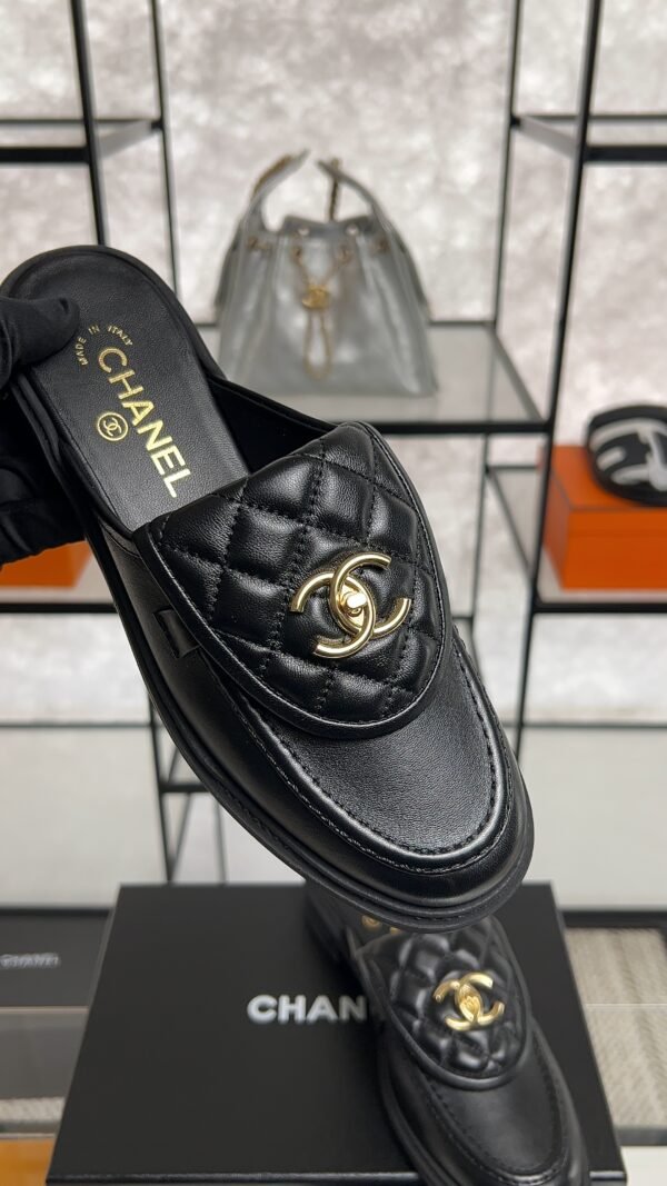 Chanel Lambskin Quilted CC Turnlock Mules  Black