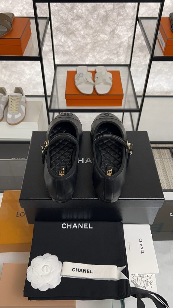 Chanel Lambskin Mary Jane Flats Black