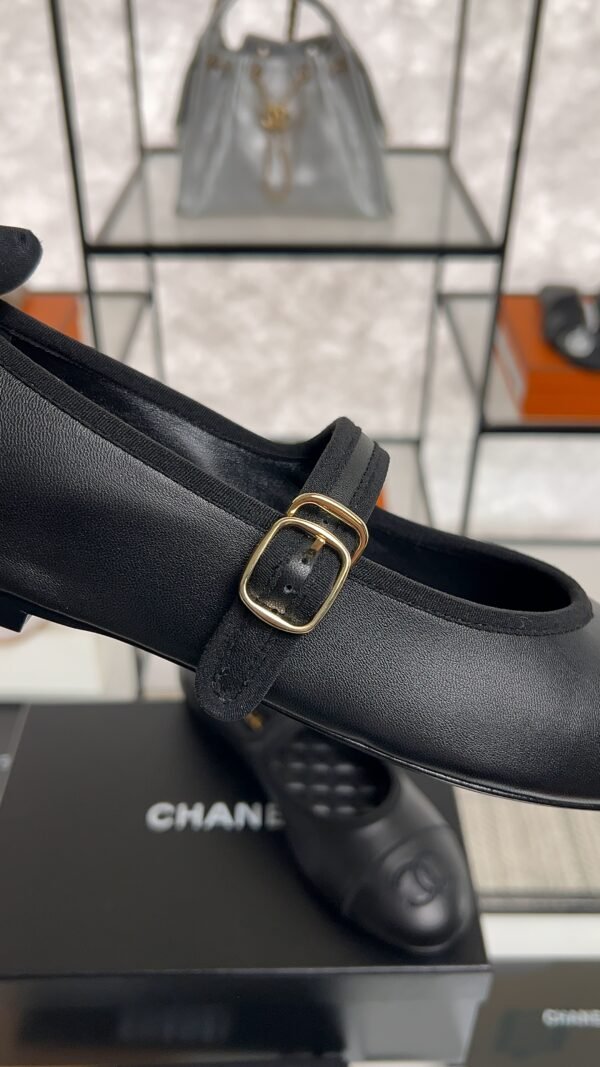 Chanel Lambskin Mary Jane Flats Black