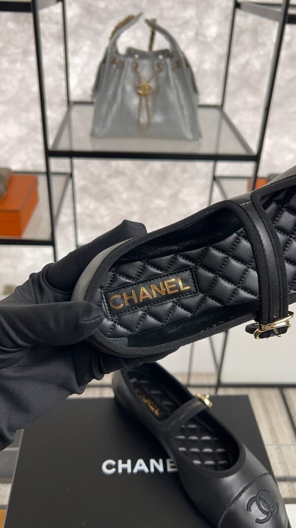 Chanel Lambskin Mary Jane Flats Black