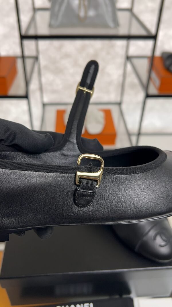 Chanel Lambskin Mary Jane Flats Black