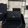 Chanel Caviar Quilted CC Turnlock Wallet On Chain WOC Black