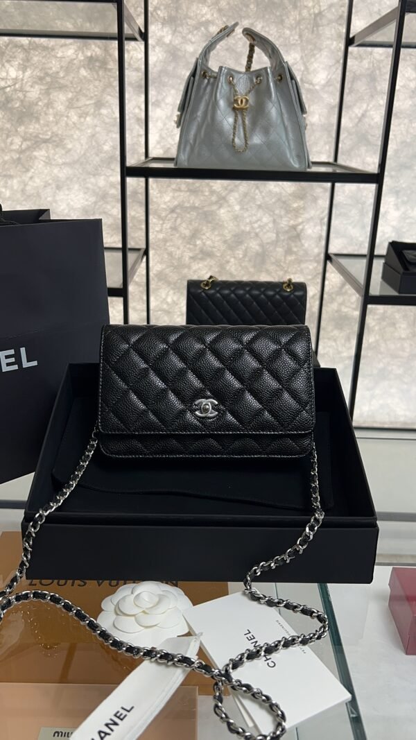 Chanel Caviar Quilted CC Turnlock Wallet On Chain WOC Black
