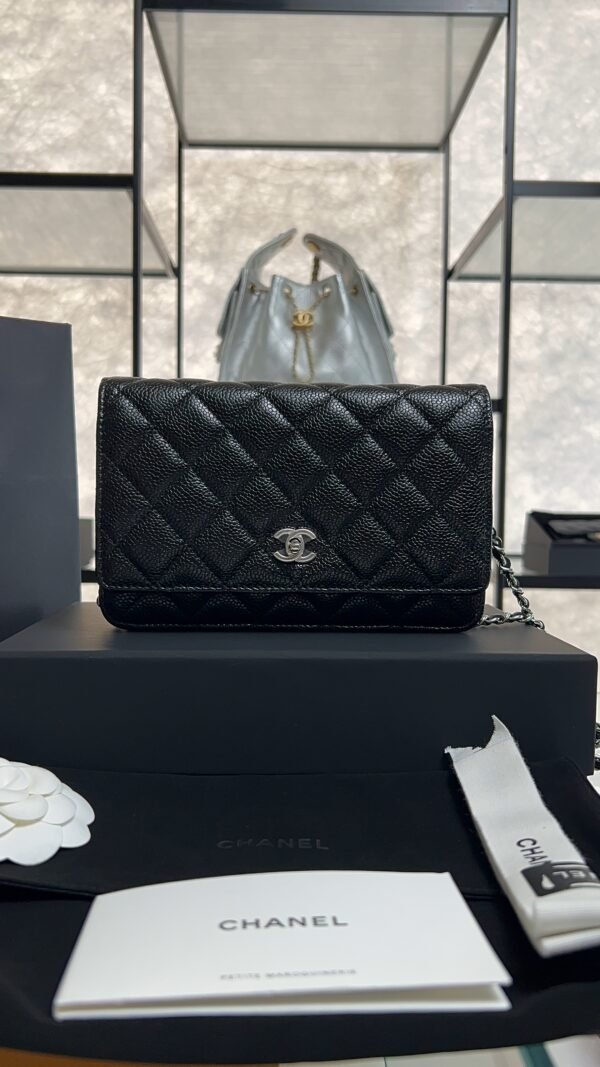 Chanel Caviar Quilted CC Turnlock Wallet On Chain WOC Black