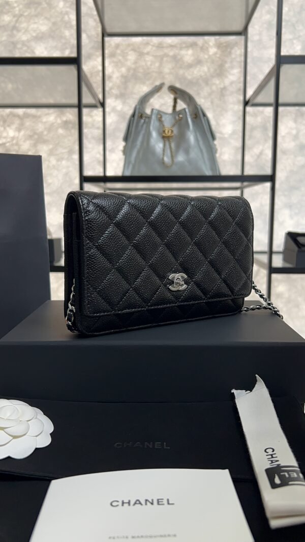 Chanel Caviar Quilted CC Turnlock Wallet On Chain WOC Black
