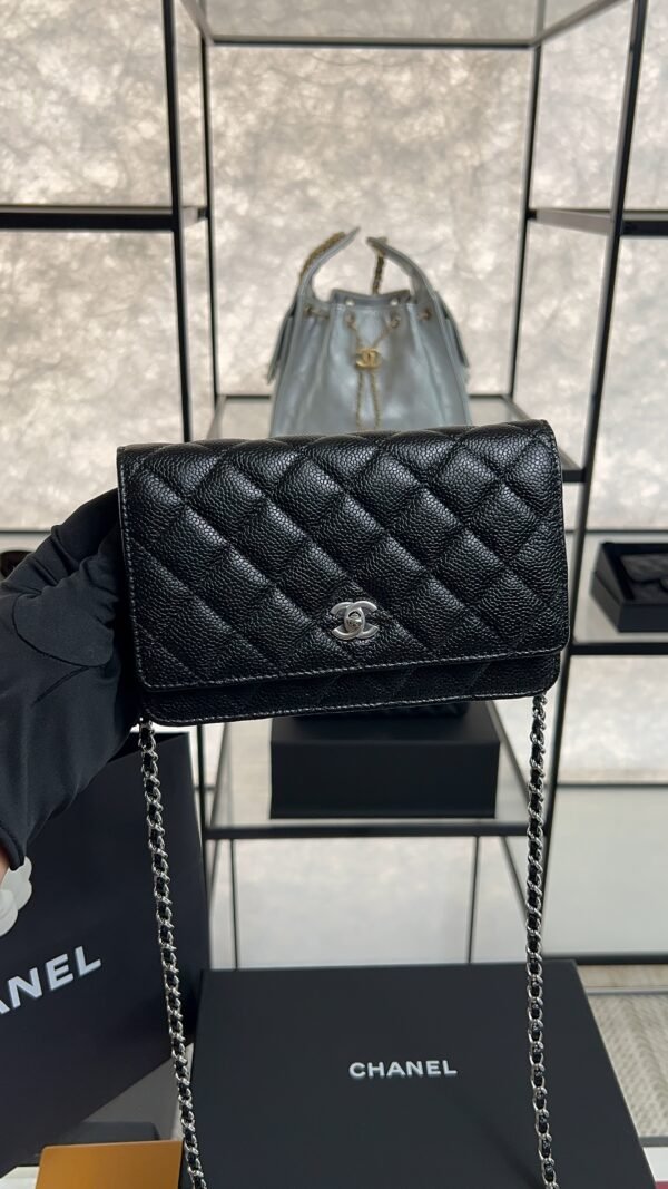 Chanel Caviar Quilted CC Turnlock Wallet On Chain WOC Black