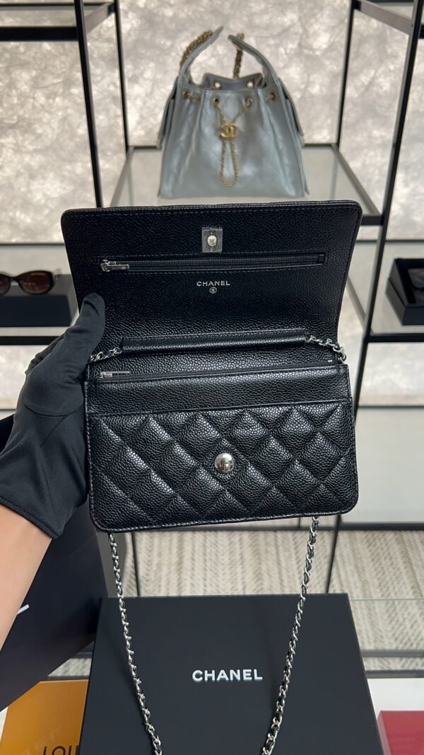 Chanel Caviar Quilted CC Turnlock Wallet On Chain WOC Black