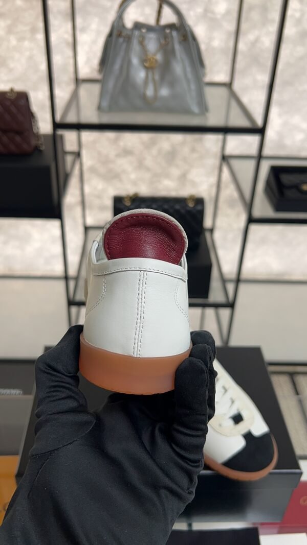 Chanel Calfskin Embossed Suede Sneakers  White Black