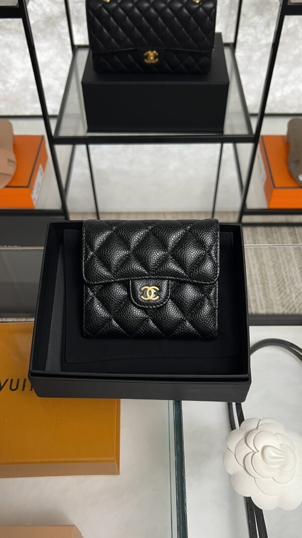Chanel Caviar Quilted Compact Flap Wallet Black