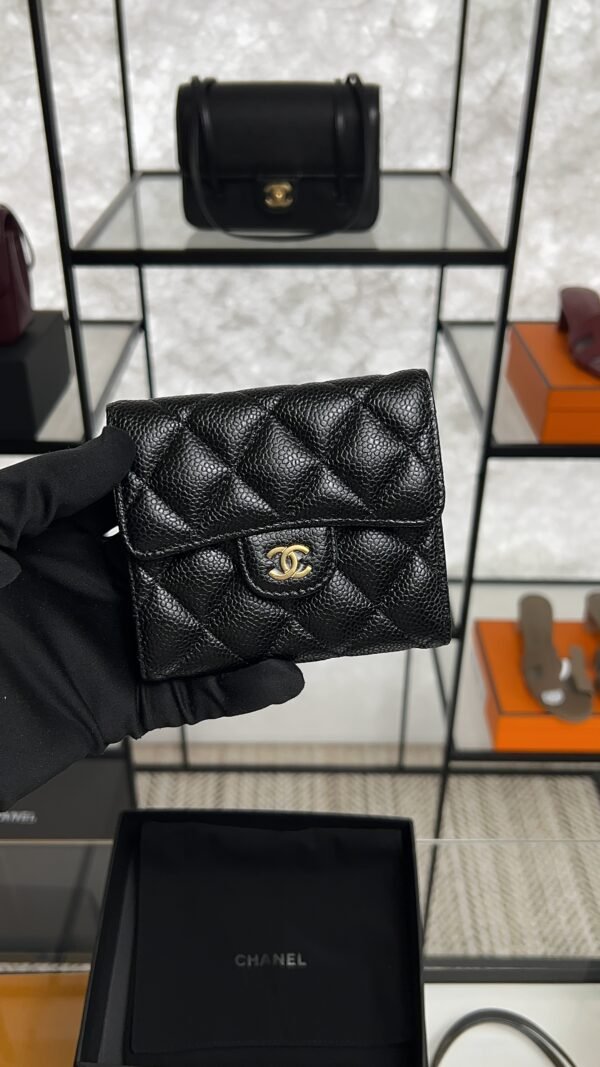 Chanel Caviar Quilted Compact Flap Wallet Black