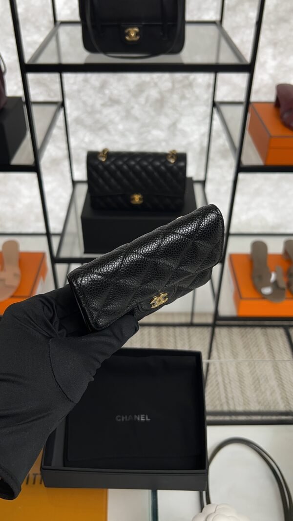 Chanel Caviar Quilted Compact Flap Wallet Black